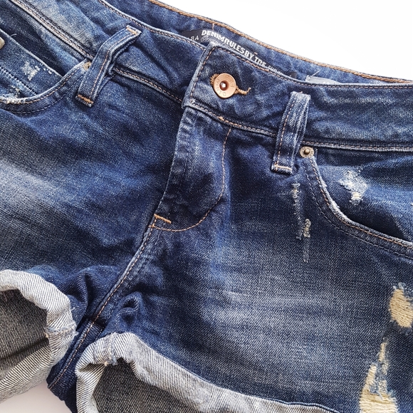 ZARA DENIM RULES BY TRF Blue Distressed Shorts - Picture 2 of 6